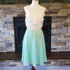 White and seafoam green dress